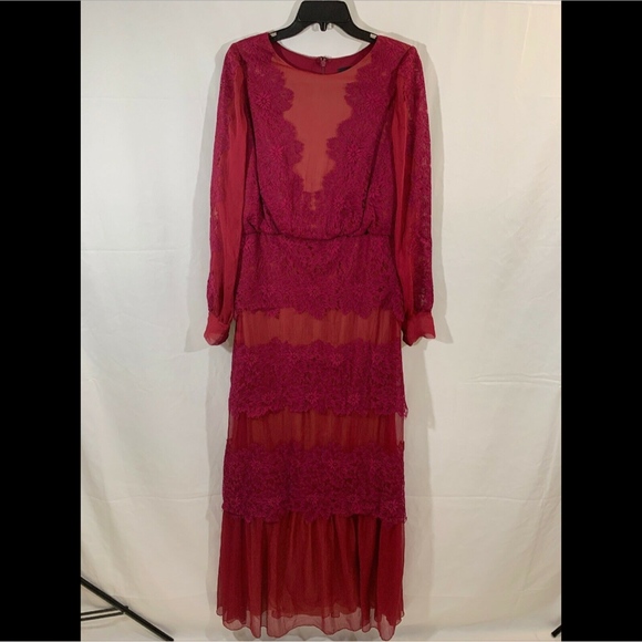 NEW $568 Tadashi Shoji Meadow Chiffon Lace Dress - Picture 2 of 8